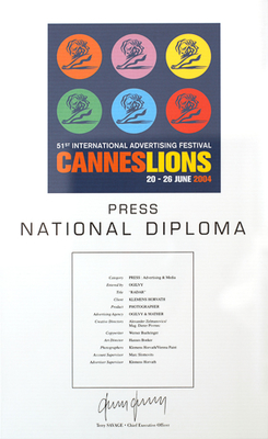 > Cannes National Diploma, for sujet Radar